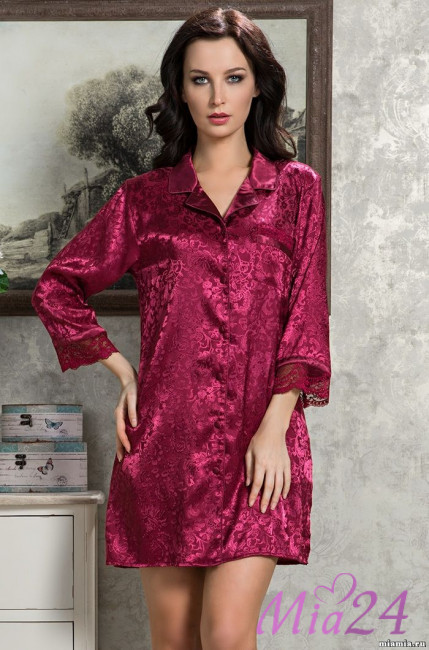 Халат на пуговицах Mia-Amore "Angelina Deluxe" 9537 бордовый