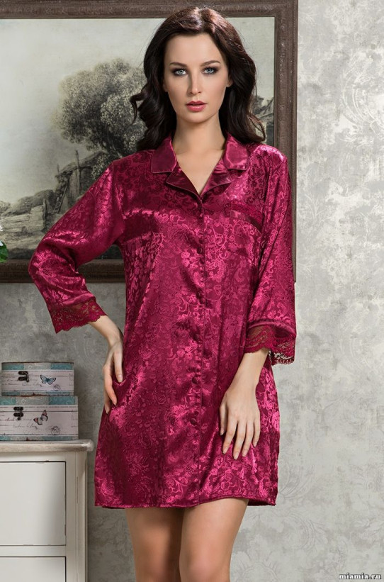 Халат на пуговицах Mia-Amore "Angelina Deluxe" 9537 бордовый