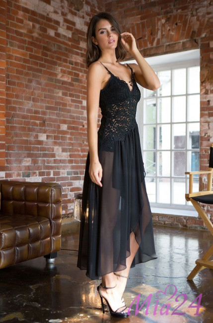 Сорочка женская из шифона Mia-Mia "Venera" 17305 черная Сорочка женская из шифона Mia-Mia "Venera" 17305 черная