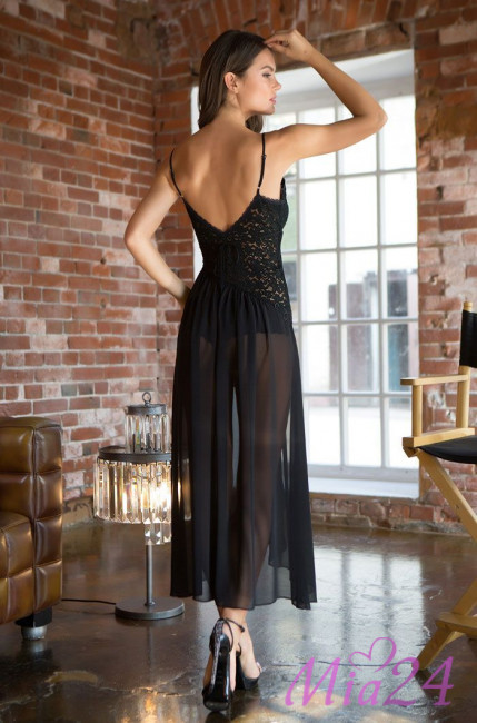 Сорочка женская из шифона Mia-Mia "Venera" 17305 черная Сорочка женская из шифона Mia-Mia "Venera" 17305 черная