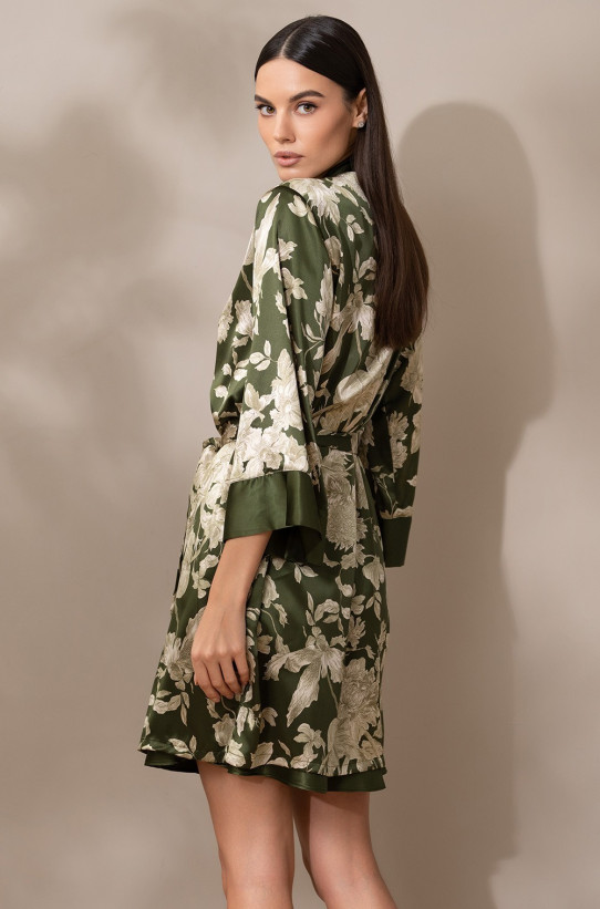 Халат женский шелковый Mia-Amore "Vittoria" 5153 темный хаки