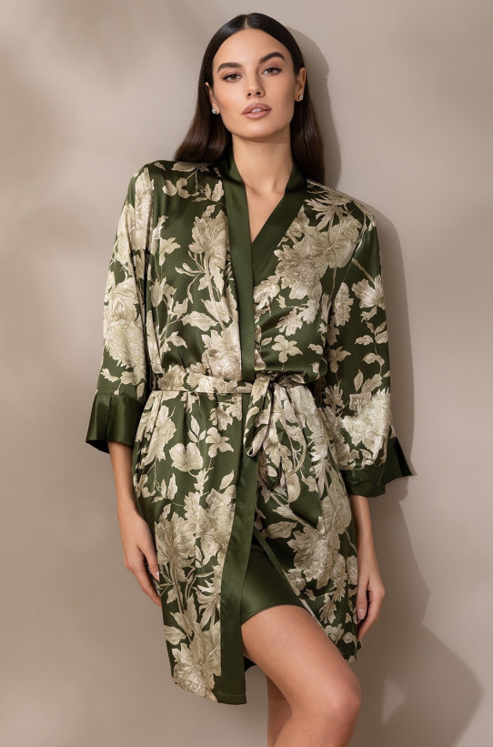 Халат женский шелковый Mia-Amore "Vittoria" 5153 темный хаки