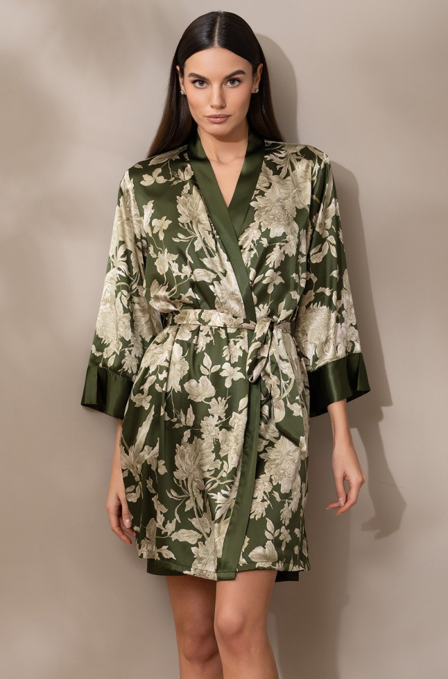 Халат женский шелковый Mia-Amore "Vittoria" 5153 темный хаки 