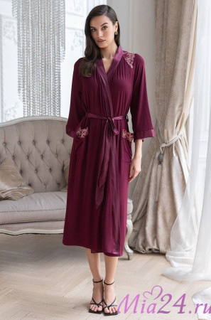 Халат домашний женский длинный Mia-Amore Nuar 6249 бордо