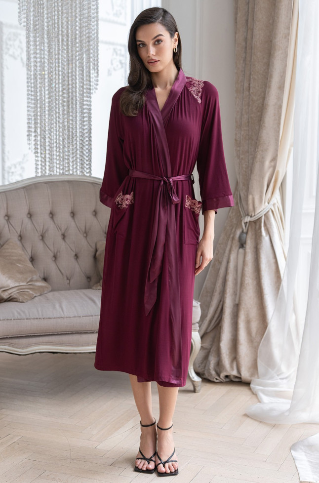 Халат домашний женский длинный Mia-Amore Nuar 6249 бордо