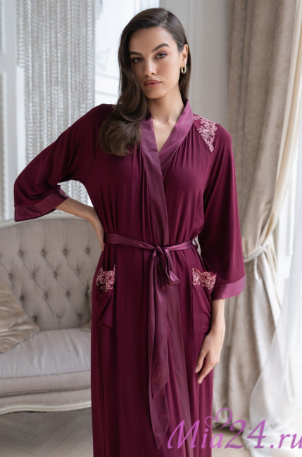 Халат домашний женский длинный Mia-Amore Nuar 6249 бордо Халат домашний женский длинный Mia-Amore Nuar 6249 бордо