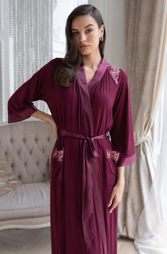 Халат домашний женский длинный Mia-Amore Nuar 6249 бордо