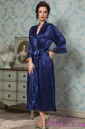 Халат длинный женский Mia Amore "Angelina Deluxe" 9539 синий Халат длинный женский Mia Amore "Angelina Deluxe" 9539 синий