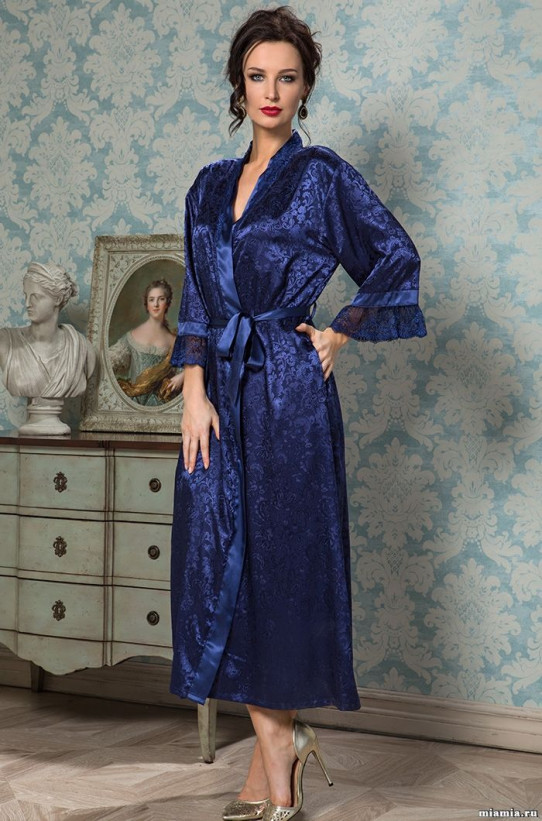 Халат длинный женский Mia Amore "Angelina Deluxe" 9539 синий