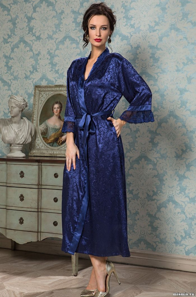 Халат длинный женский Mia Amore "Angelina Deluxe" 9539 синий