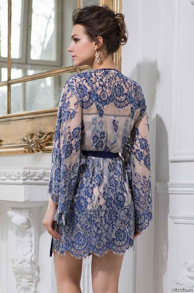 Халат кружевной Mia-Amore "Michelle" 2103 синий