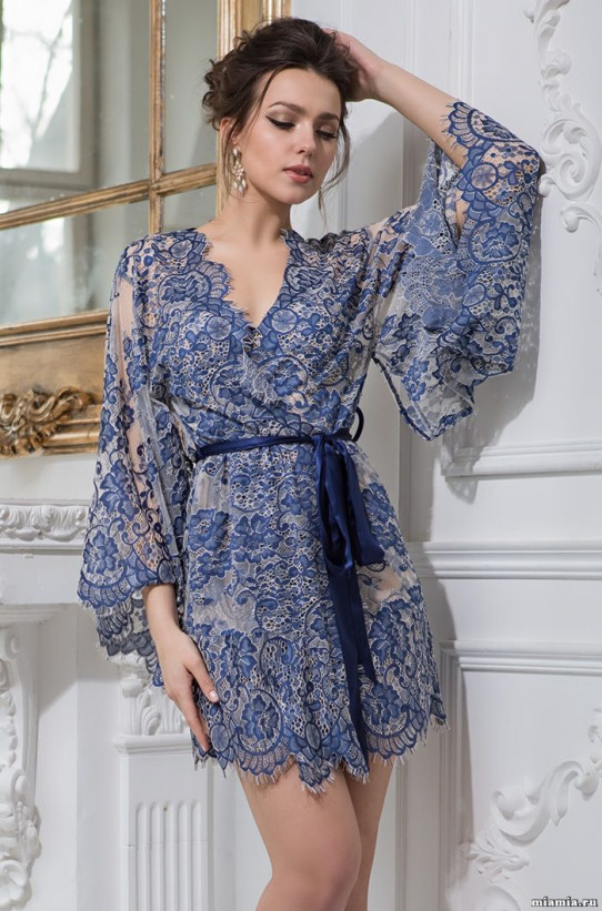 Халат кружевной Mia-Amore "Michelle" 2103 синий