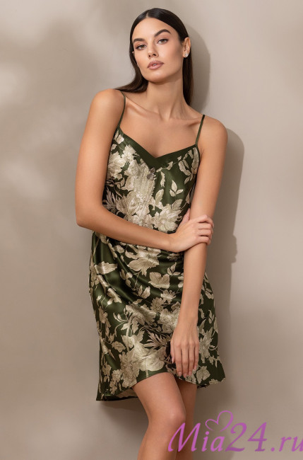 Сорочка женская шелковая Mia-Amore "Vittoria" 5151 темный хаки 