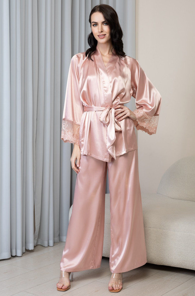 Комплект-тройка женский Anabella 4826 'Mia-Amore' - шелковый, пудровый, топ, брюки и жакет 