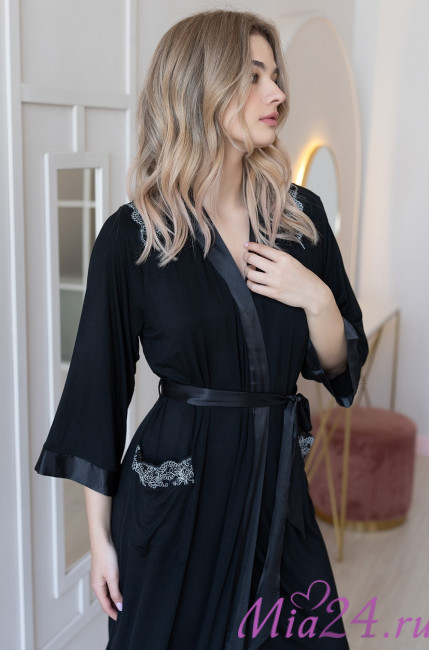 Халат домашний женский длинный Mia-Amore Nuar 6249 черный