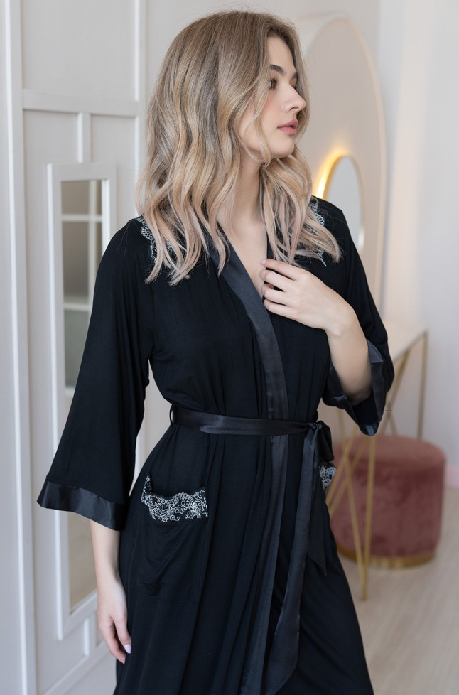Халат домашний женский длинный Mia-Amore Nuar 6249 черный