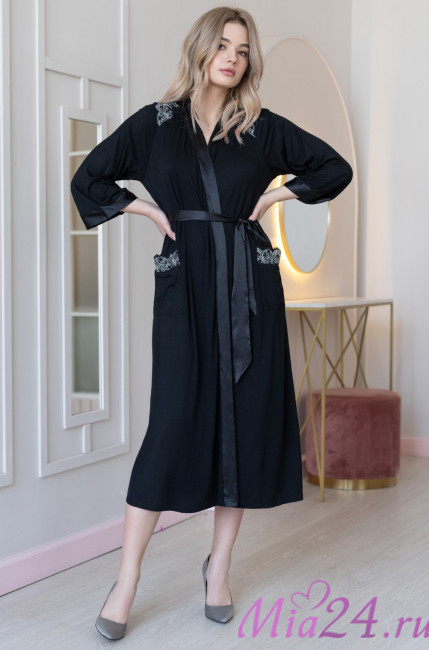 Халат домашний женский длинный Mia-Amore Nuar 6249 черный