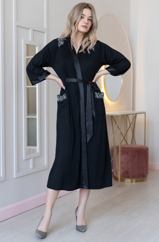 Халат домашний женский длинный Mia-Amore Nuar 6249 черный