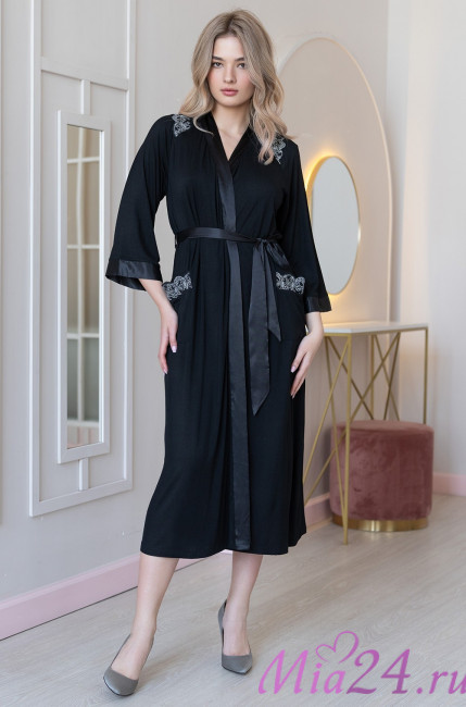 Халат домашний женский длинный Mia-Amore Nuar 6249 черный