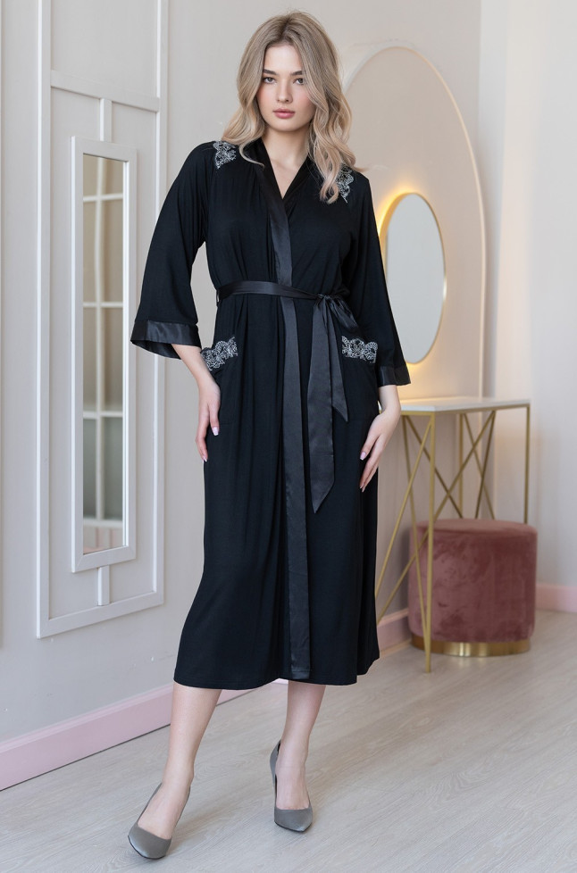 Халат домашний женский длинный Mia-Amore Nuar 6249 черный