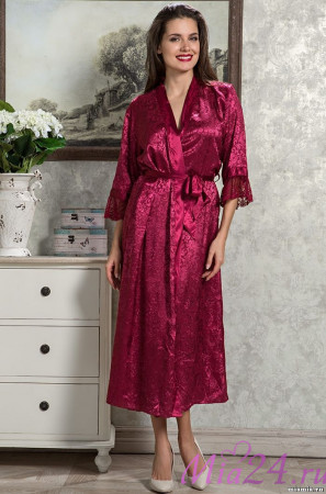 Халат длинный женский Mia Amore "Angelina Deluxe" 9539 бордовый Халат длинный женский Mia Amore "Angelina Deluxe" 9539 бордовый