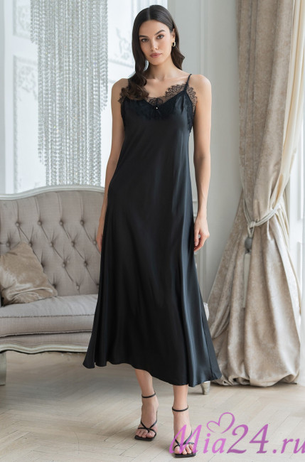 Длинная сорочка шелковая Mia-Amore "Windsor" 3888 черный
