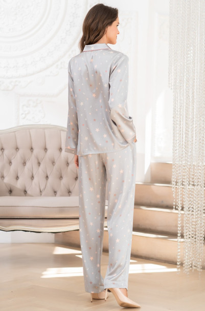Комплект домашний женский с брюками Mia-Mella "Julia" 7076 серые звезды