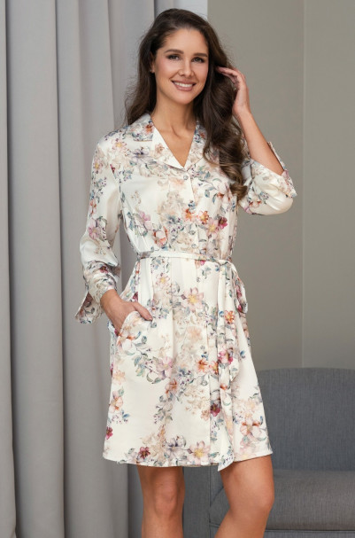 Халат женский шелковый на пуговицах Mia-Amore "Eden" 5174