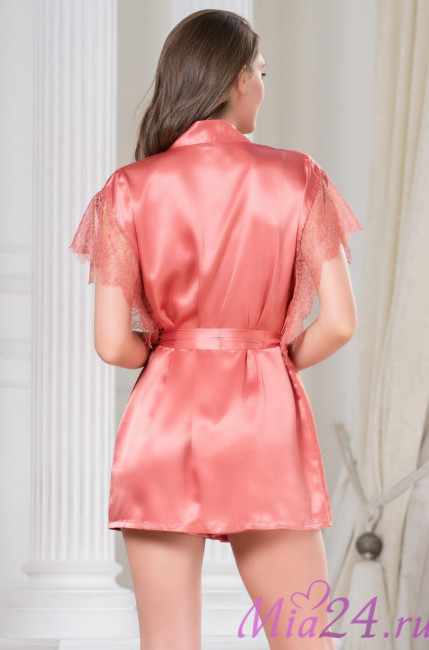 Пижама-тройка шелковая с шортами Mia-Amore "Sharon" 3805 коралл Пижама-тройка шелковая с шортами Mia-Amore "Sharon" 3805 коралл
