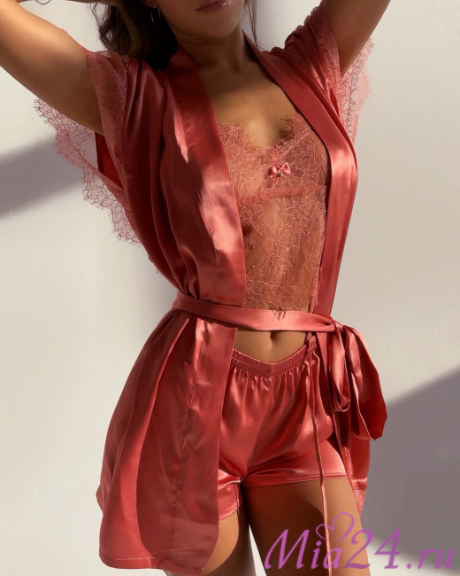 Пижама-тройка шелковая с шортами Mia-Amore "Sharon" 3805 коралл Пижама-тройка шелковая с шортами Mia-Amore "Sharon" 3805 коралл