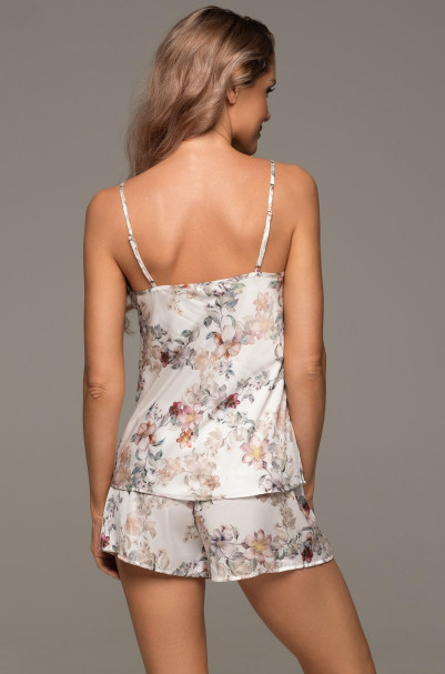 Комплект топ и шорты Eden 5183 'Mia-Amore' - из матового шелка, с ажурным кружевом 