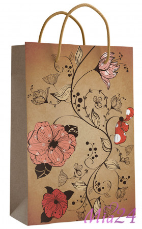 Подарочный пакет крафт "Цветы"  
