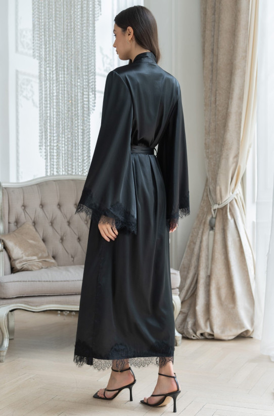 Халат женский длинный шелковый Mia-Amore "Windsor" 3889 черный