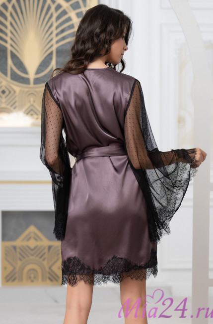 Халат женский короткий шелковый Mia-Amore "Windsor" 3883 баклажан Халат женский короткий шелковый Mia-Amore "Windsor" 3883 баклажан