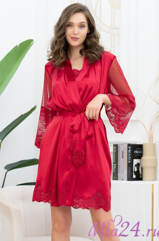 Халат женский шелковый Mia-Amore "Aurelia"  3893 красный