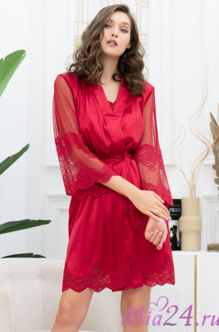 Халат женский шелковый Mia-Amore "Aurelia"  3893 красный