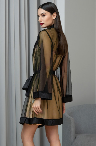 Халат женский прозрачный Mia-Amore "Jardin" 4023 черный