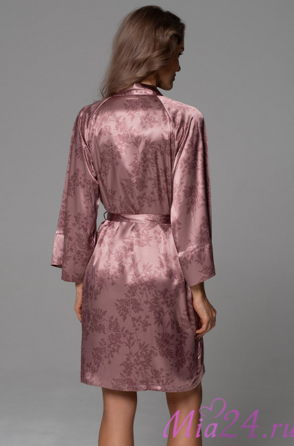 Шелковый халат Ella 4833 'Mia-Amore' - короткий, с широкими рукавами и удобными карманами