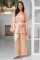 Комплект-тройка женский Ketty (Кетти) 9066 Mia-Amore - цвет крем-брюле, жакет, топ и брюки, с кружевом, карманами и поясом