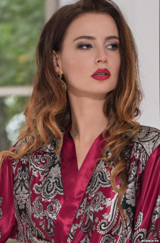 Халат длинный женский шелковый Mia-Amore "Justin" 3149 бордовый 