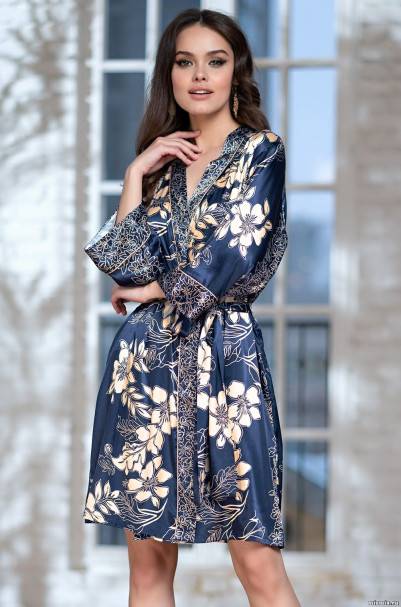 Халат женский короткий Mia-Amore "Blue-Marine" 8443