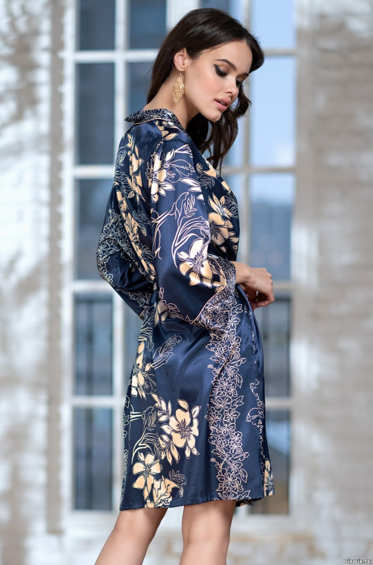 Халат женский короткий Mia-Amore "Blue-Marine" 8443