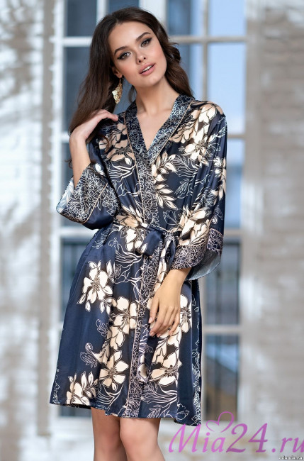 Халат женский короткий Mia-Amore "Blue-Marine" 8443