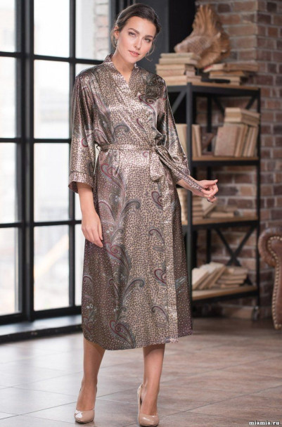 Халат длинный шелковый Mia-Amore "Mokka"(Мокка) 3329