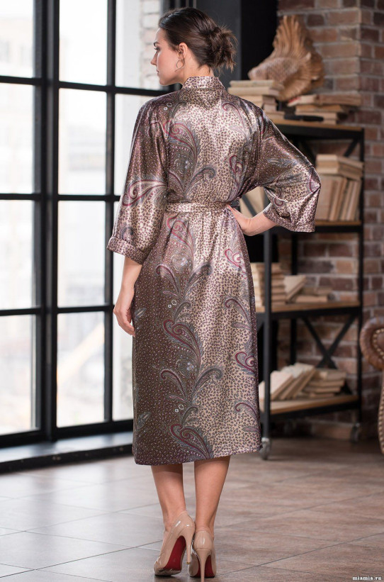 Халат длинный шелковый Mia-Amore "Mokka" 3329