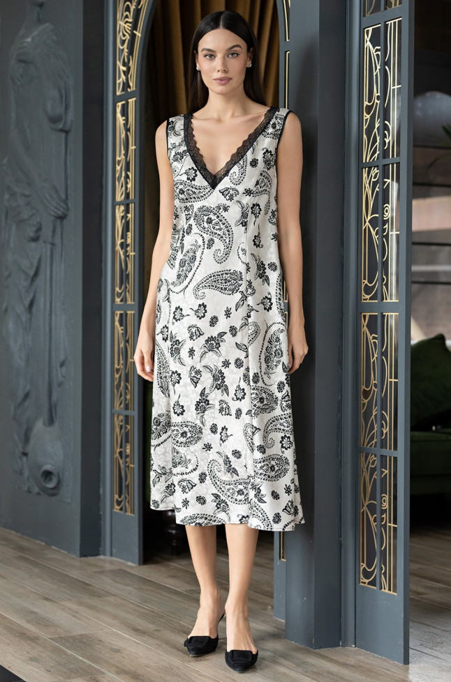 Сорочка женская длинная из жаккарда Mia-Amore "Perseya" 7985 молочный