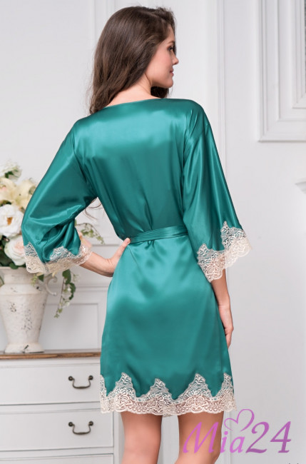 Халат шелковый Mia-Amore "Marilin Deluxe" 3443 изумруд