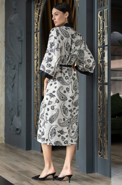 Халат женский длинный из жаккарда Mia-Amore "Perseya" 7987 молочный