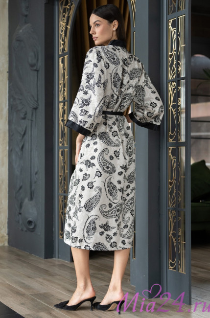 Халат женский длинный из жаккарда Mia-Amore "Perseya" 7987 молочный