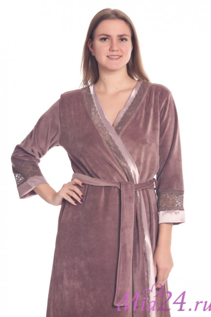 Халат велюровый женский Весталия 3774 кофейный Халат велюровый женский Весталия 3774 кофейный